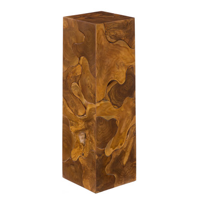 Teak Chunk Square Pedestal Plant Stand