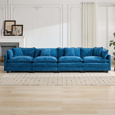 Canapé Cloud 4 places, canapé modulaire moderne pour le salon, coussin rembourré à double couche confortable, tissu chenille respirant