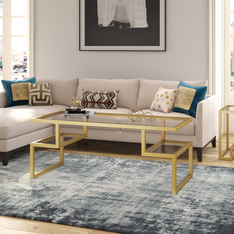 Sled Coffee Table with Storage, Gold