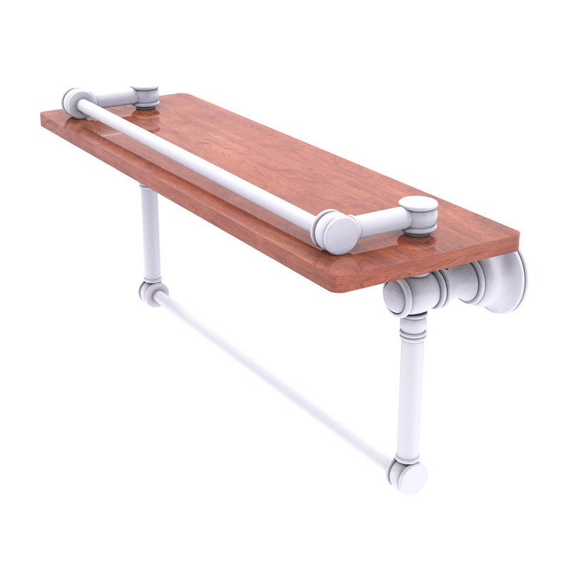 Tablette en bois massif Freyja, Blanc mat, H 5,54 po x l 16 po x P 7,4 po