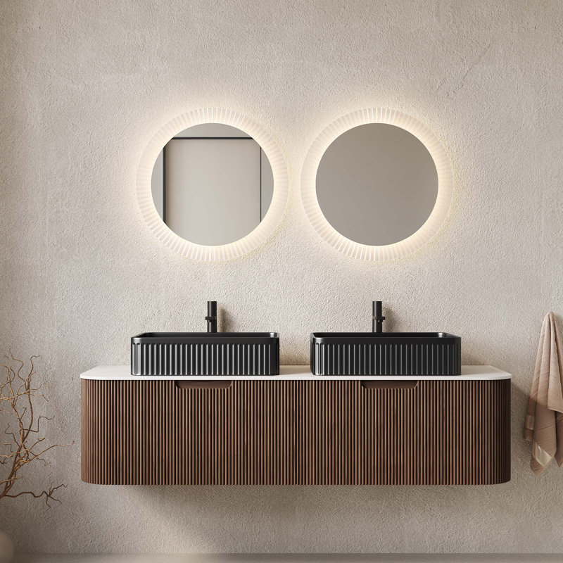 Meuble-lavabo mural flottant avec lavabo et armoire de rangement, avec tiroirs, pré-assemblé pour une installation facile et une utilisation durable