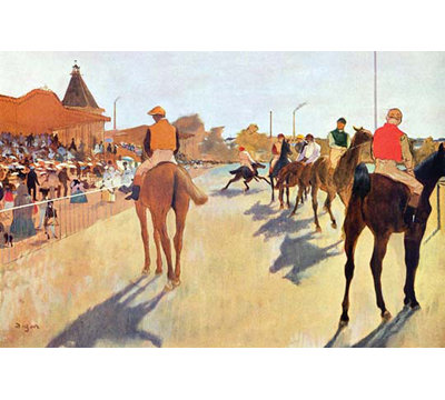« jockeys devant the grandstand » par edward degas, reproduction d’art