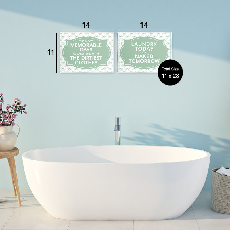 Ensemble de 2 plaques murales Green Bow Laundry Sentiments, par lettré et doublé
