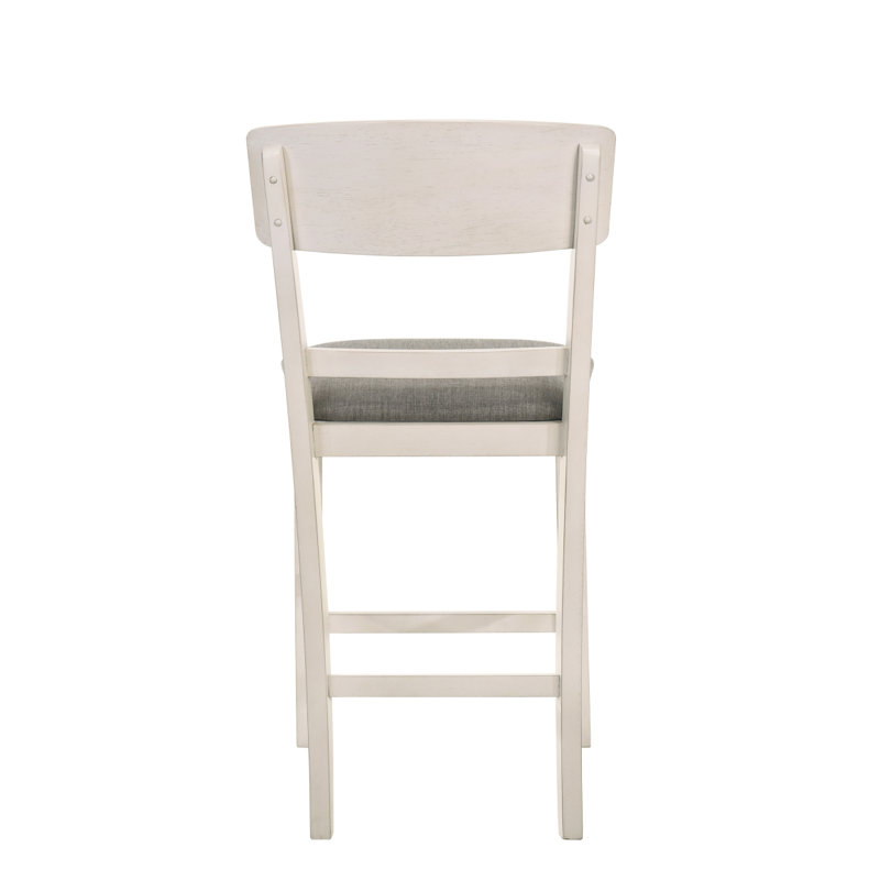 Tabouret de bar rembourré 2 pièces, Gris, Blanc crémeux