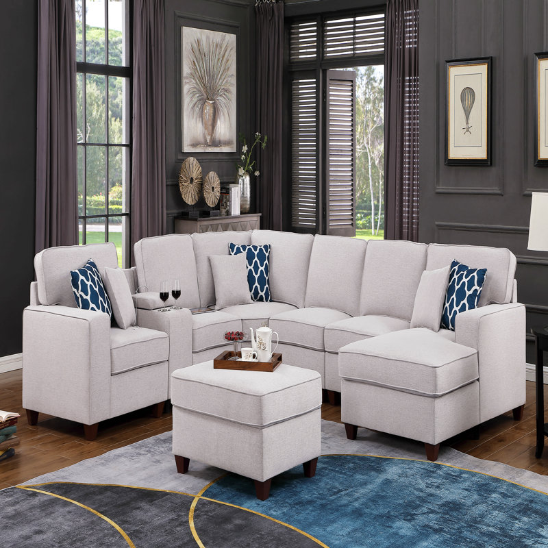 Canapé modulaire 8 pièces avec repose-pieds 8 pièces, Gris clair