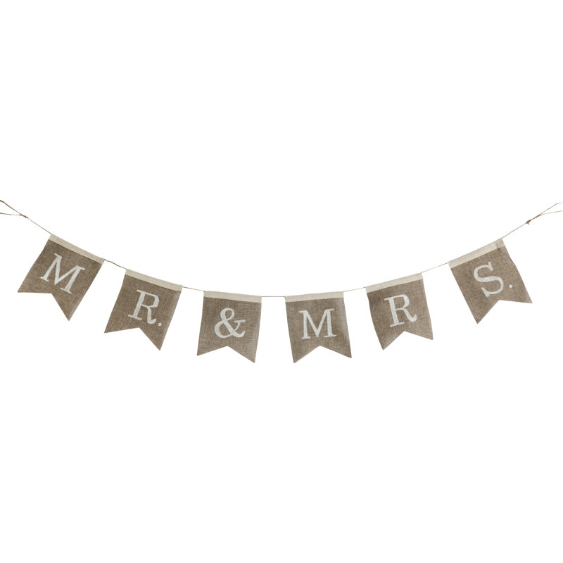 Bannière de bunting mr. & mme en toile jute
