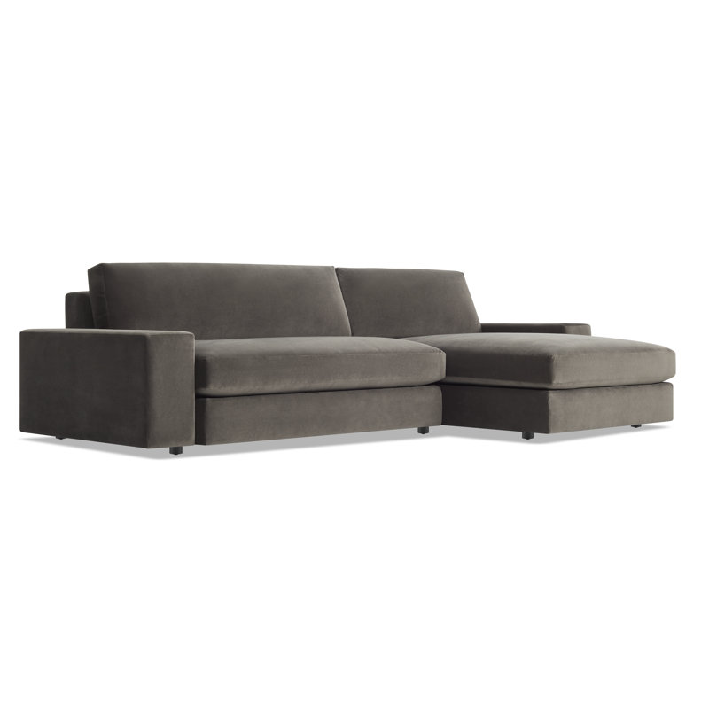 Esker Chaise Sectional, Left Hand Facing, Storm Velvet