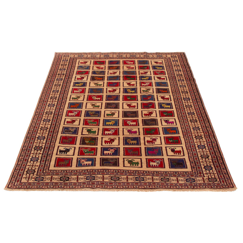 Tapis brun clair 6 pi 7 po x 8 pi 8 po Teimani