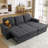 95" W Linen L-Shaped Sleeper Sectional with Storage -1516826675