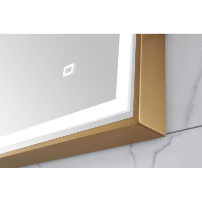 Miroir de salle de bain Monn, 27,5 po x 59,1 po, Or
