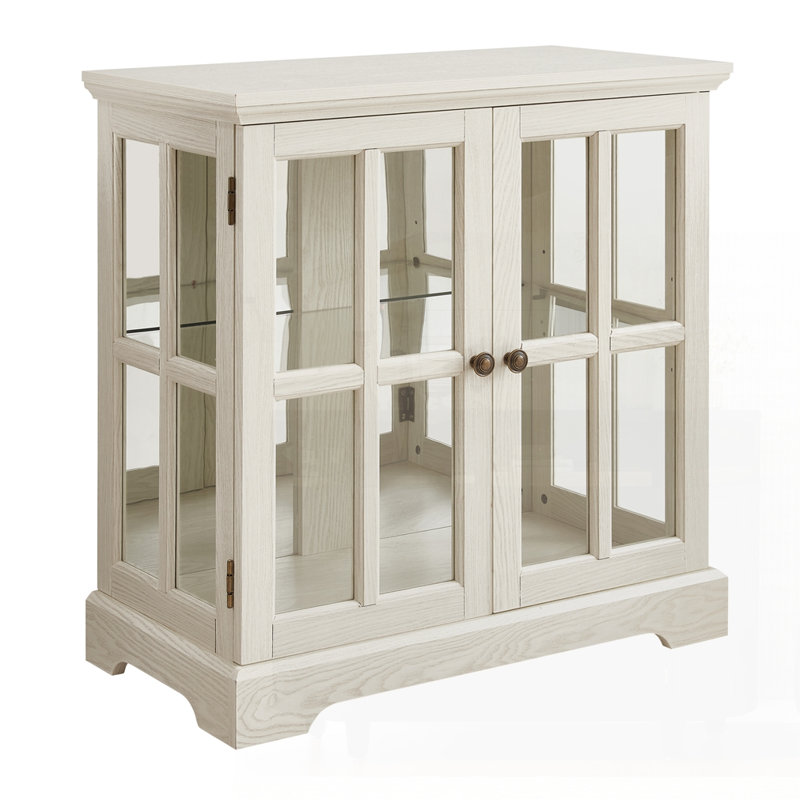 Tall Accent Cabinet With Glass Door, White