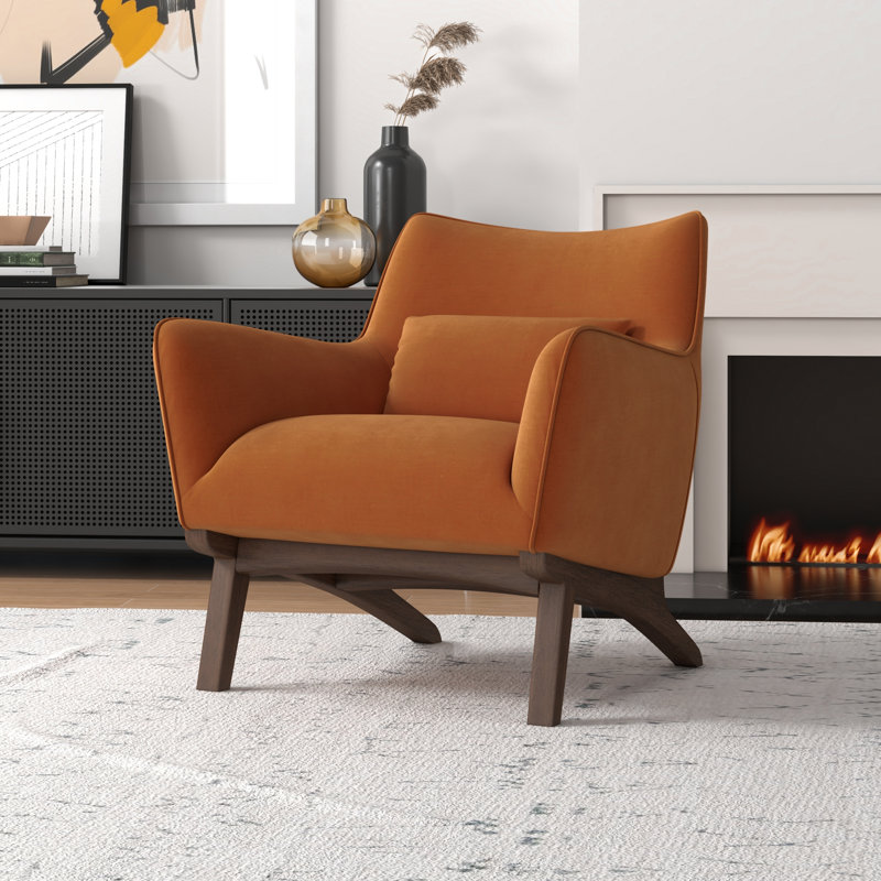 Louisville Velvet Accent Chair, Burnt Orange Velvet