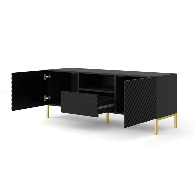 Anjulie Unfinished TV Stand for TVs up to 65", Black Matt