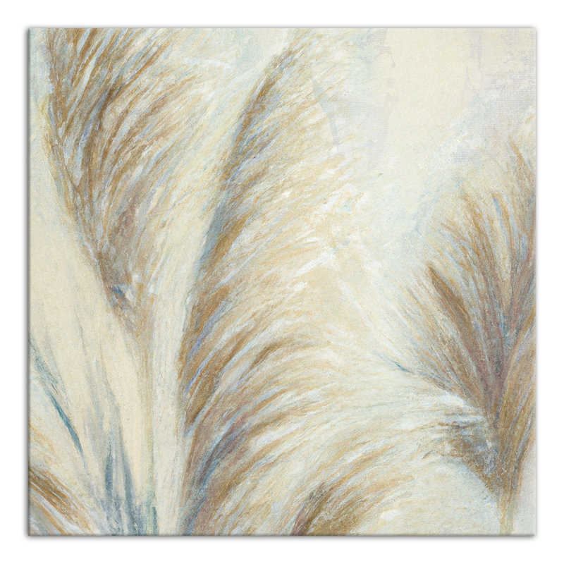 «Soft Painterly Pampas Grass» sur toile beige, H 12 po x l 12 po
