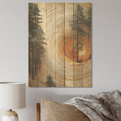 Abstrait pin en spirale sérénité II - botaniques sur bois