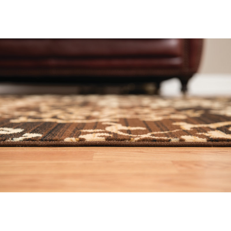 Tapis brun à damas Rosanna, 7 pi 10 po x 10 pi 6 po