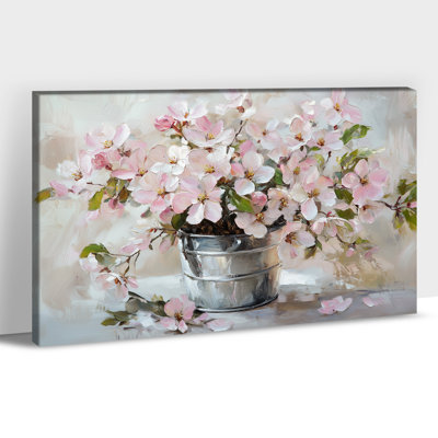  Large Spring Blossom Flower Canvas Wall Art - Delicate Floral Painting for Any Room, Wildflower Nature Wall Decor, Framed Gallery Print Artwork, 32×48 inches