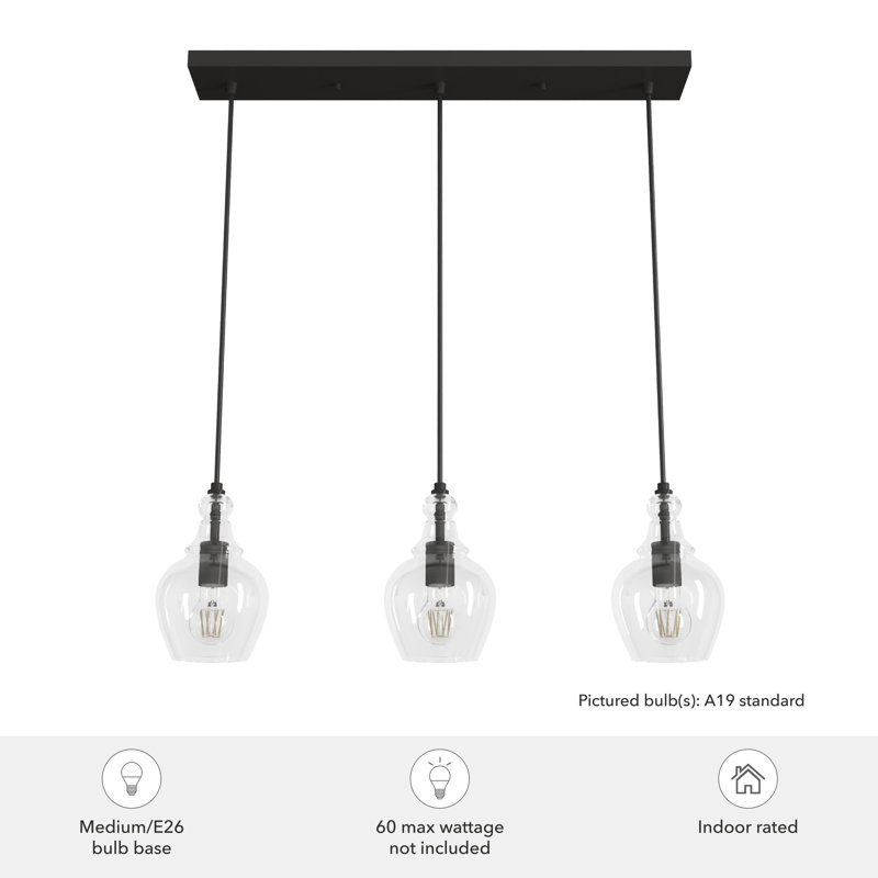 Maple Park 30" Noble Bronze Glass Linear Pendant Light