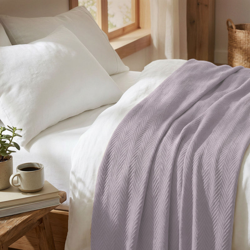 Couverture 100% coton à chevrons Threadmill, Queen (90" x 92"), Lilac