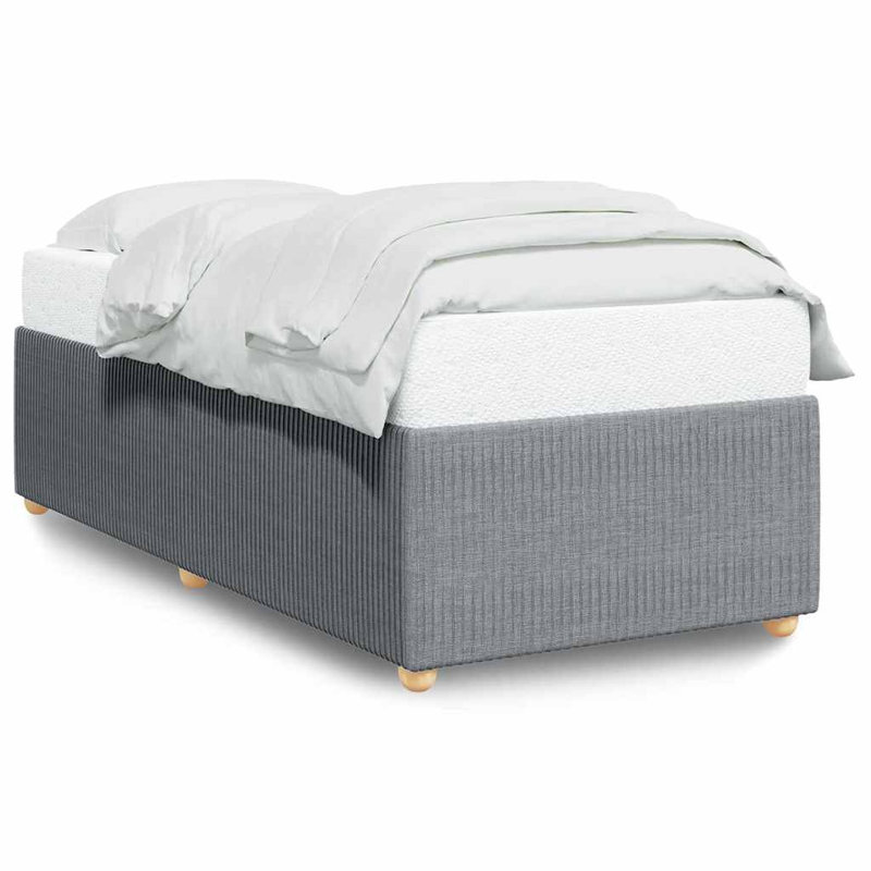 Bed Frame Light Grey Polyester Plywood Engineered Wood Twin XL Platform Bed Frame Minimalist Design