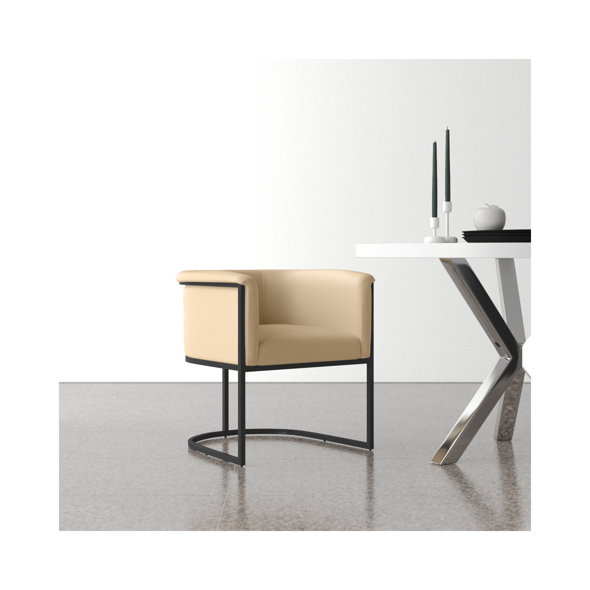 Virgil Faux Leather Upholstered Arm Chair, Tan