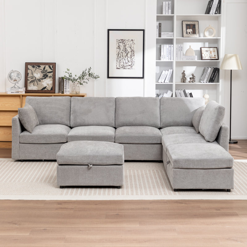 Ober 7-Piece L-Shaped Sectional Sofa, Gray