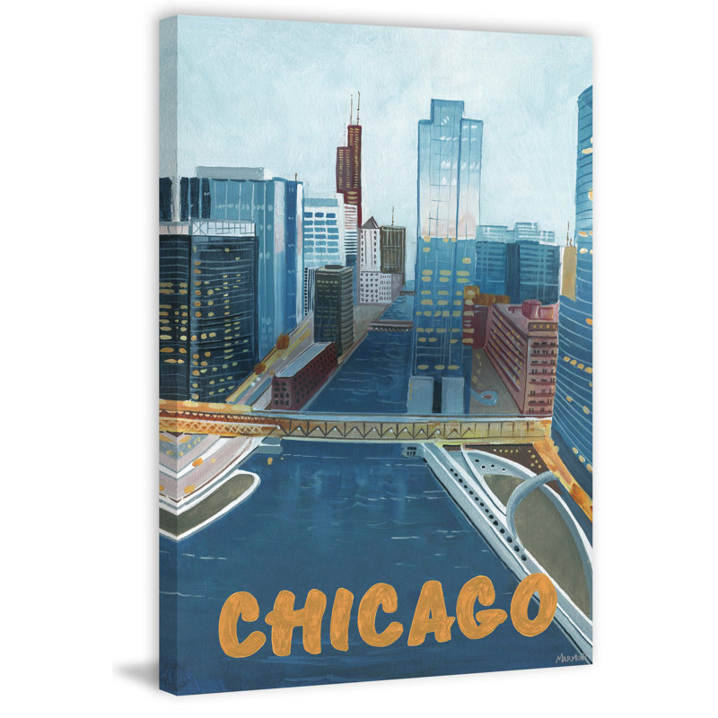 «Chicago Waterway», reproduction d'art sur toile tendue, H 18 po x l 12 po x 1,5 po