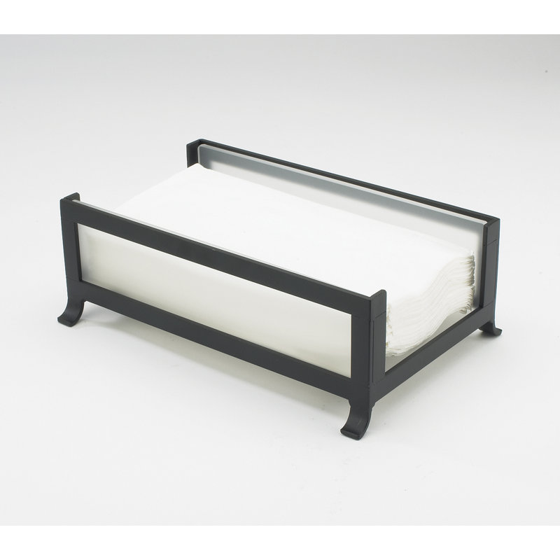 Soho Napkin Holder with Frosted Glass Sides, Black
