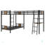 Lit superposé simple au-dessus de L en forme de L avec lit mezzanine simple avec bureau et tablette