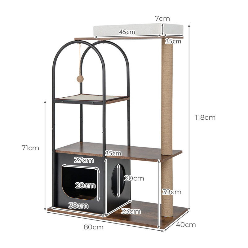 Aventura 118 cm H Cat Tree / Condo, Grey/Brown