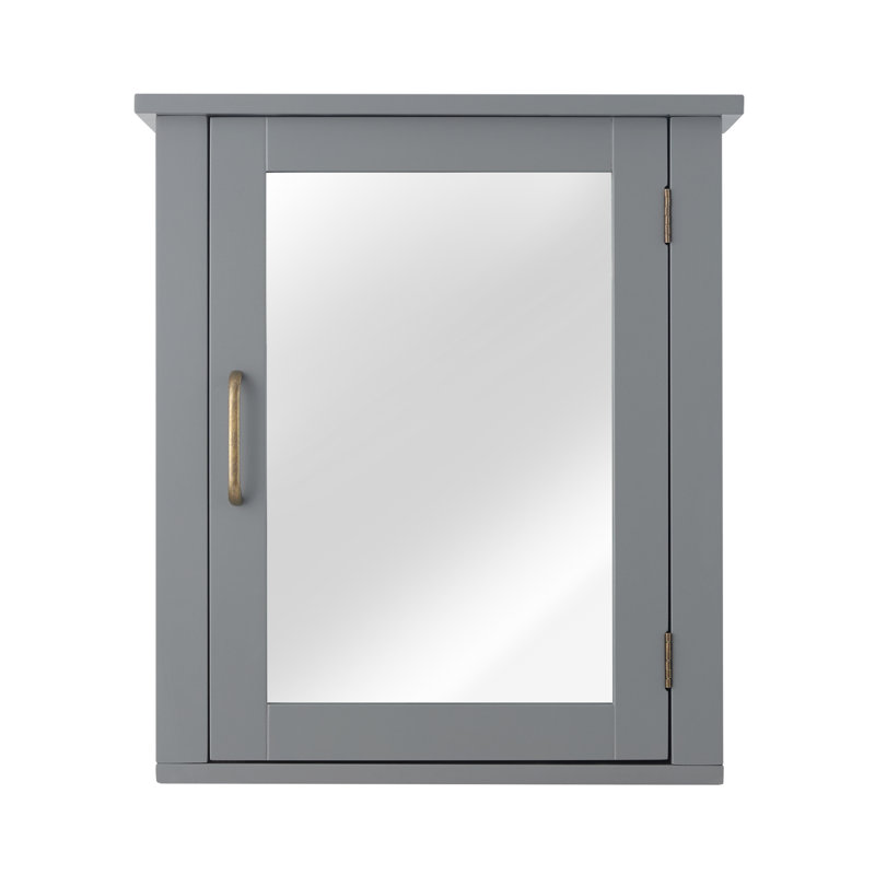 Armoire à pharmacie murale Church Strett avec porte à miroir et tablette ajustable, rangement gris moderne