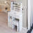 29.2" Small Size Left Drawer Desktop Vanity Table + Cushioned Stool Suitable For Small Space,Brightness Adjust LED Mirror-758809946