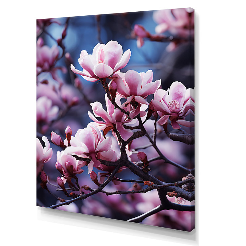 Magnolias mauves mystiques, impression sur toile, H 32 po x l 24 po x P 1 po, Toile tendue