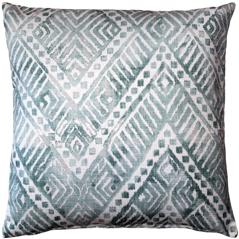 Tangga Geometric Cotton Blend Throw Pillow, Blue