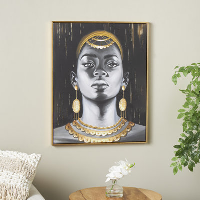 Femme avec bijoux décoratifs - art mural cadre flottant