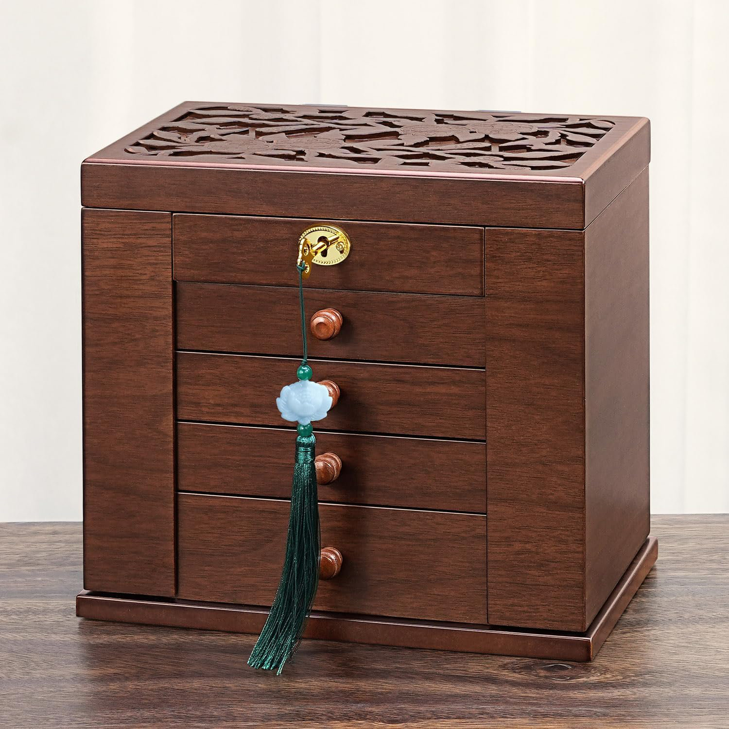 Wildon Home® Lockable Wooden Jewelry Box - 8-Layer Jewelry Organizer ...