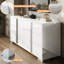 Modern High-Gloss 6-Drawer Double Dresser, White