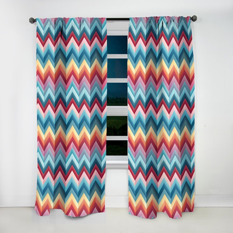 Motif à chevrons multicolores à géométrie urbaine - Rideau à chevrons - Rideau obscurcissant - 1 panneau, L 52 po x L 108 po