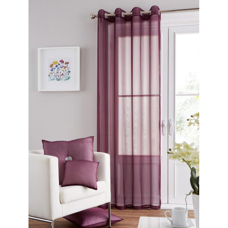 Signature Collection Semi Sheer Curtain Single Panel, Aubergine