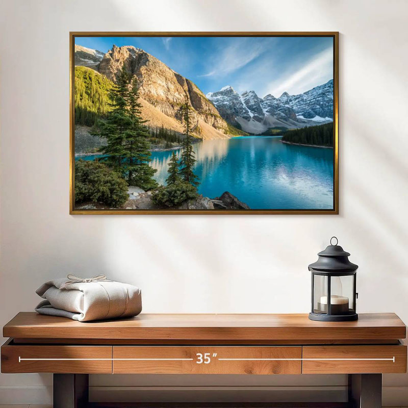 Lac Moraine Glorious, Cadre flottant doré, 25 po x 17 po