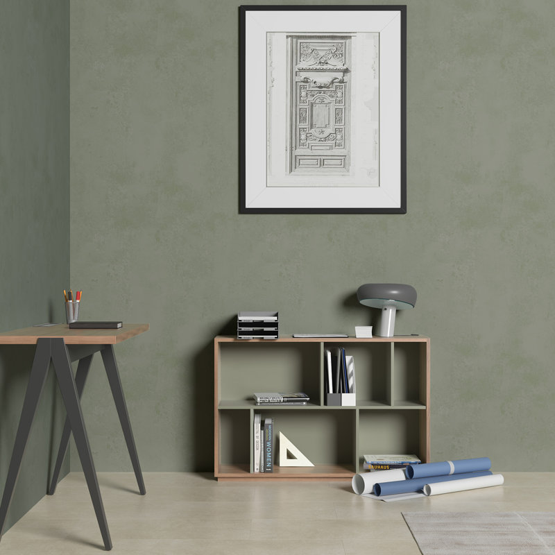 Grenda 60cm W Geometric Bookcase, Walnut/Green