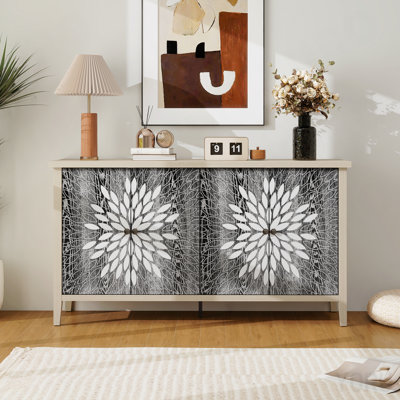 4-Door Storage Cabinet, Adjustable Shelves, Sideboard Buffet - Standard