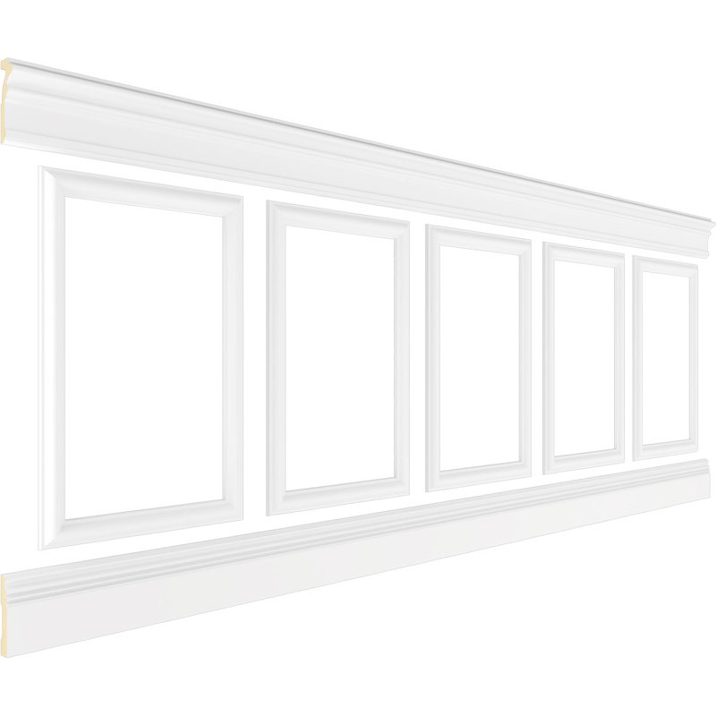 Ashford Square Panel Traditional Wainscot Panelling Kit, 36" H x 94.5" W x 0.5" D