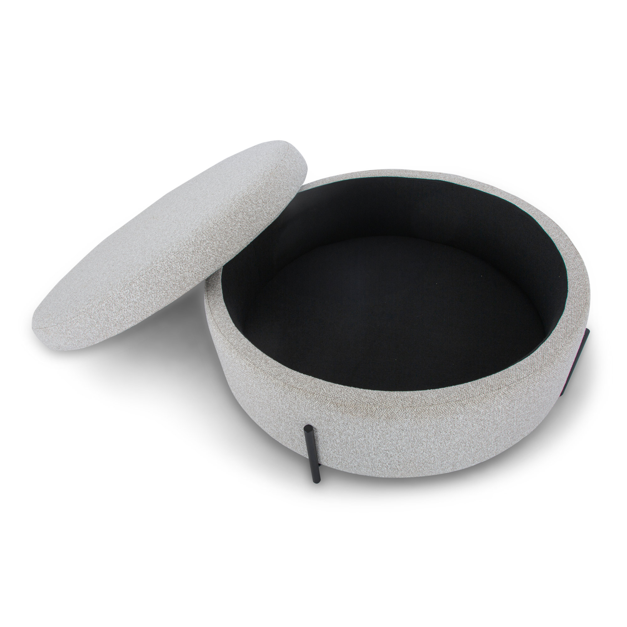 Cori 39" Wide Round Storage Ottoman, Champagne Boucle