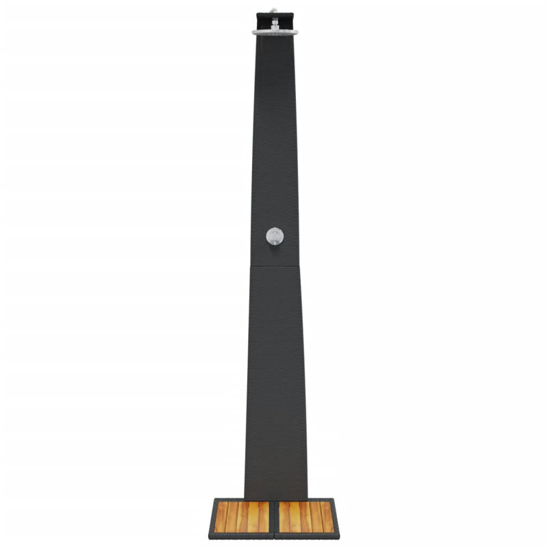 Douche extérieure autoportante en bois / PE / acier de 88,2 po avec pomme de douche amovible, Noir, noir, noir, noir