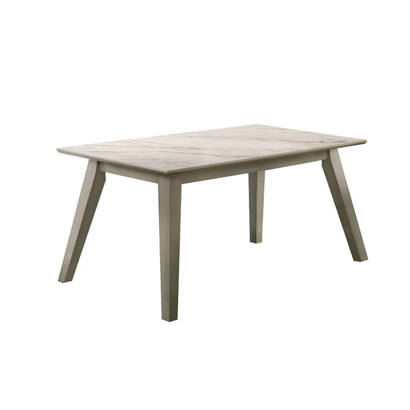 Table en chêne gris et 6 chaises Dorri, Chêne gris, Blanc, Gris
