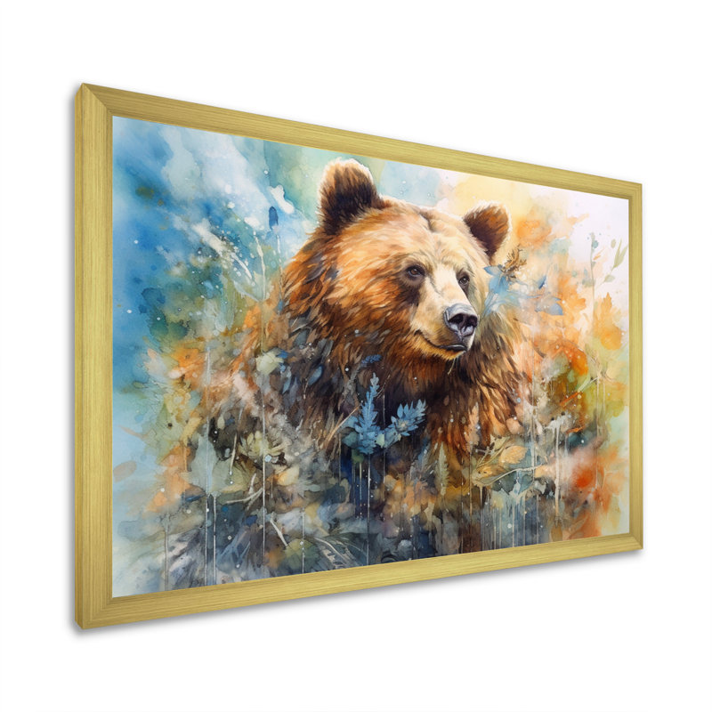 Majestic Grizzly II sur toile, Encadrement doré, H 16 po x l 32 po x P 1 po