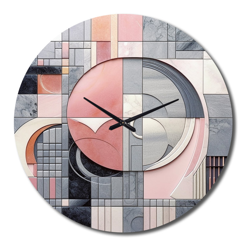 Horloge murale Pink Transcendent Angles III - Abstract Shapes, Très grand