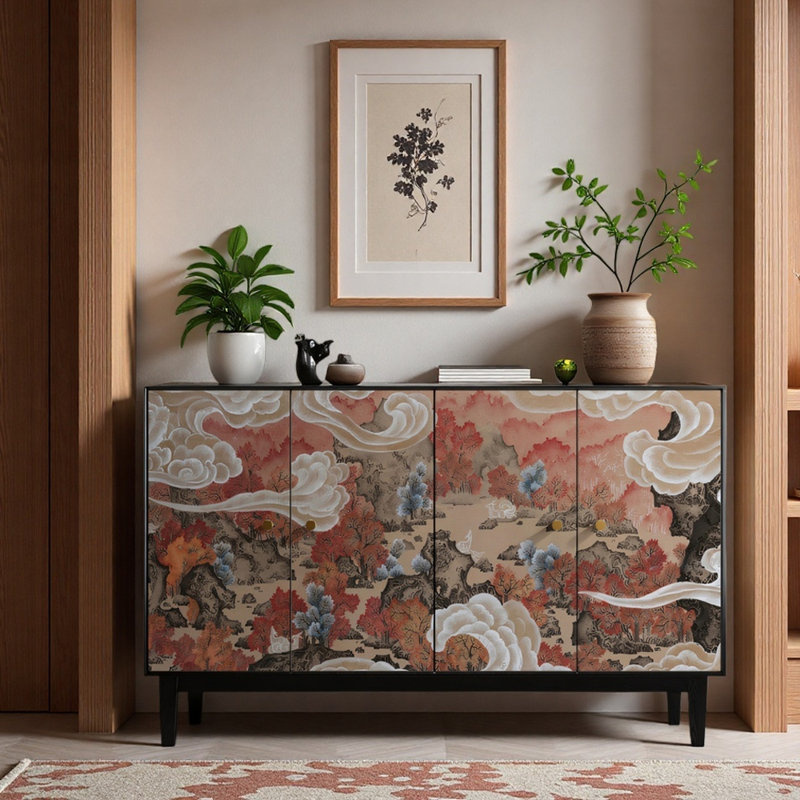 French Vintage Solid  Wood Entryway Cabinet