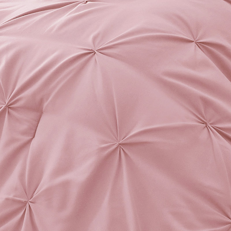 Bedsure Twin Pintuck Bed-in-a-Bag- Pink Pinch Pleat Comforter with Sheets, Pillowcases & Shams, Gift for Mother's Day, Pink